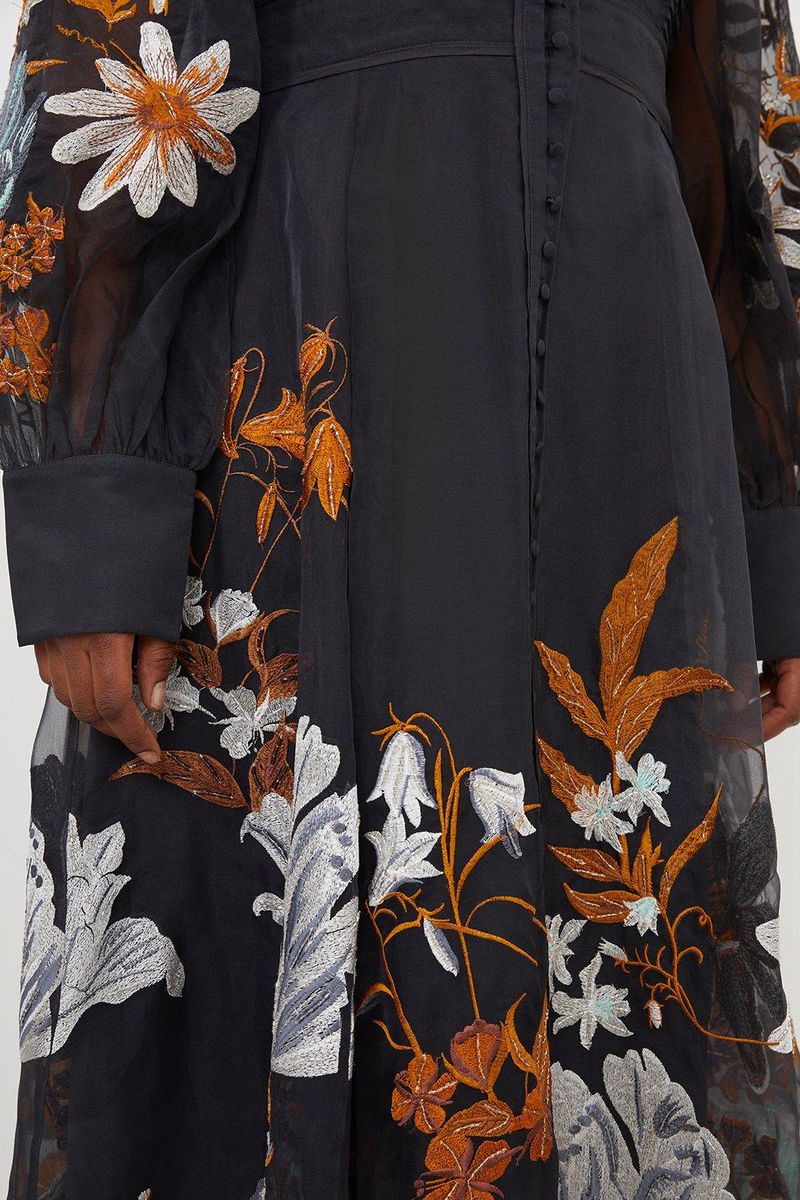 KAREN MILLEN Plus Size Premium Embroidered Beaded Organdie Woven