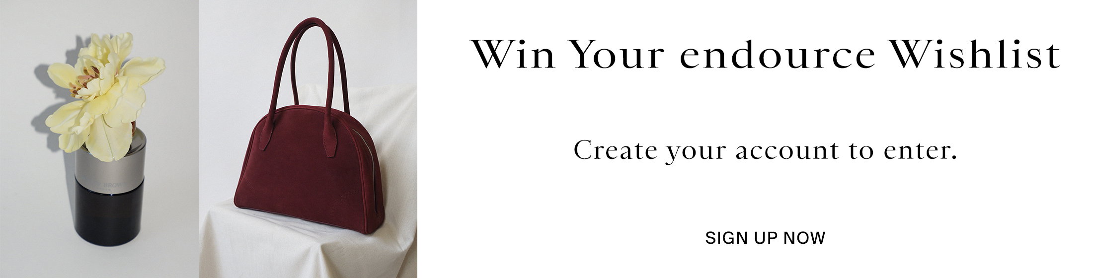 Flower in perfume bottle, red handbag