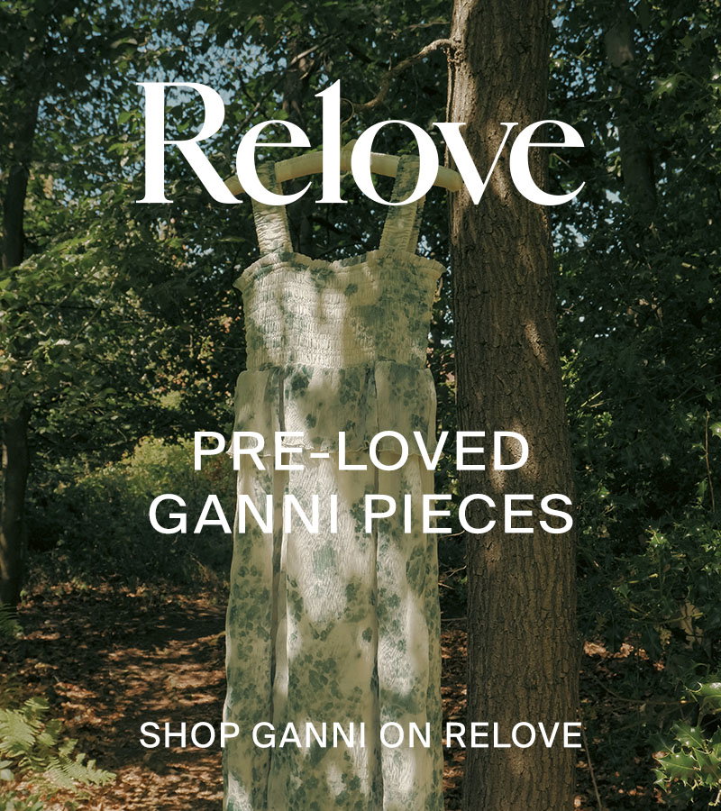 Ganni floral dress in woods