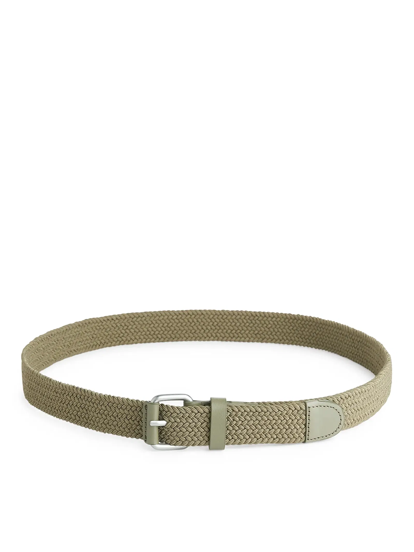 ARKET Braided Leather Trimmed Belt in Khaki Green | Endource