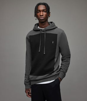 AllSaints Diverge Pullover Hoodie in Black for Men