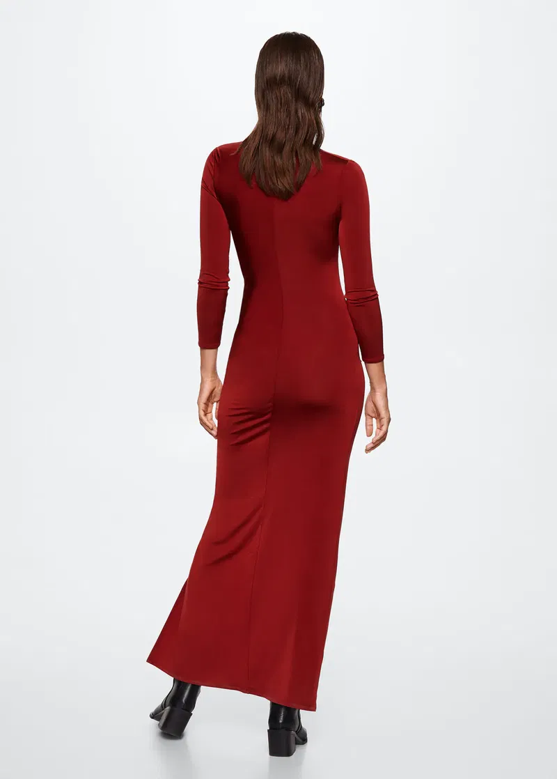 MANGO CutOut Ruched Dress in Dark Orange Endource