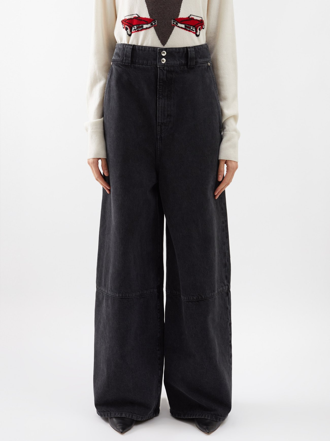 KHAITE Isla Wide-Leg Jeans in Black | Endource