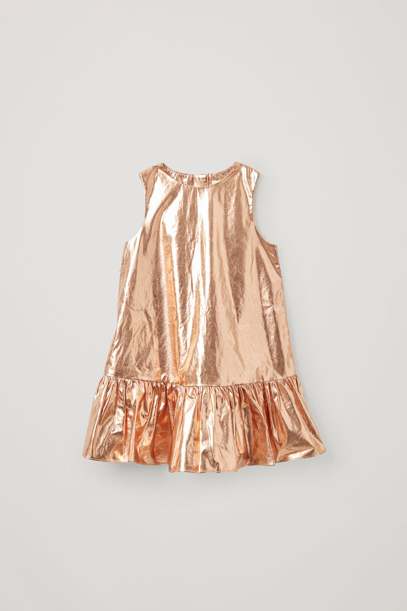 COS Cotton Frilled Panel Metallic Dress | endource