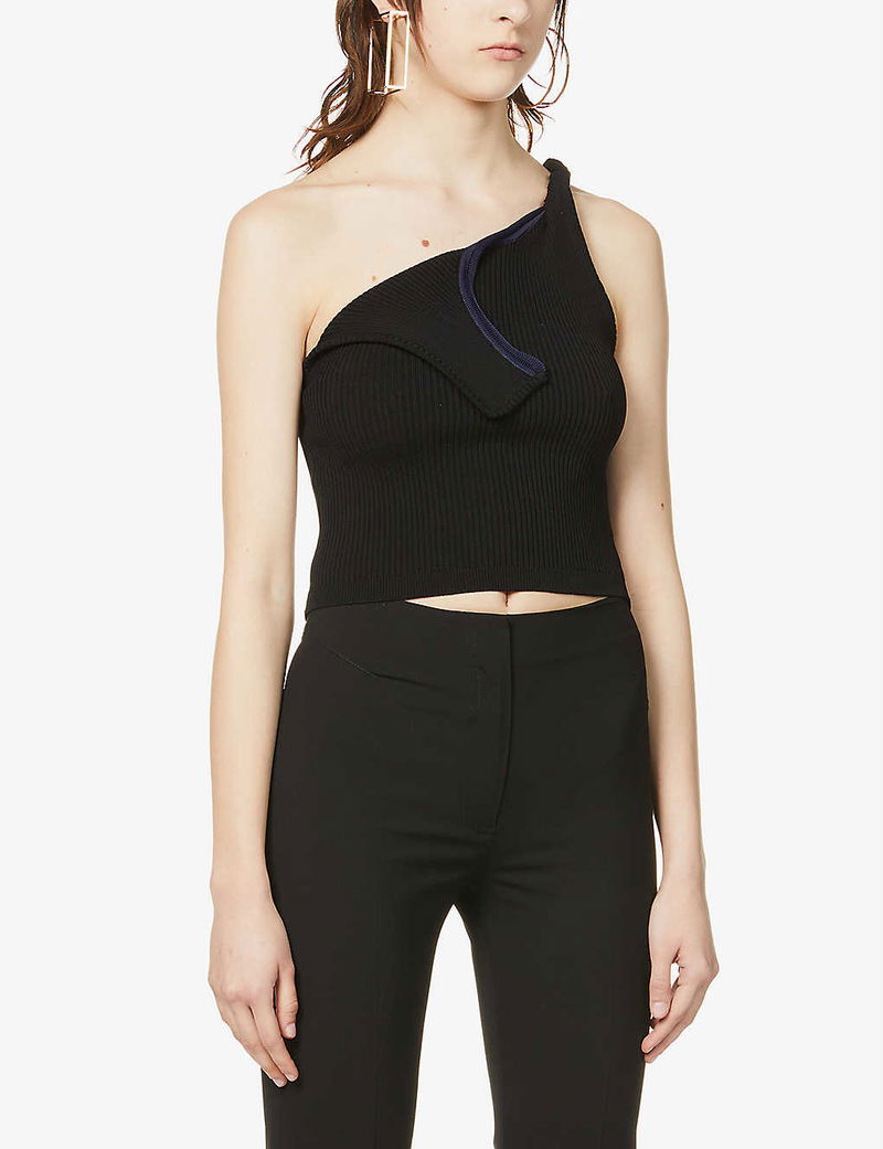 JACQUEMUS La Maille Aceno Asymmetric Stretch-Knit Top endource