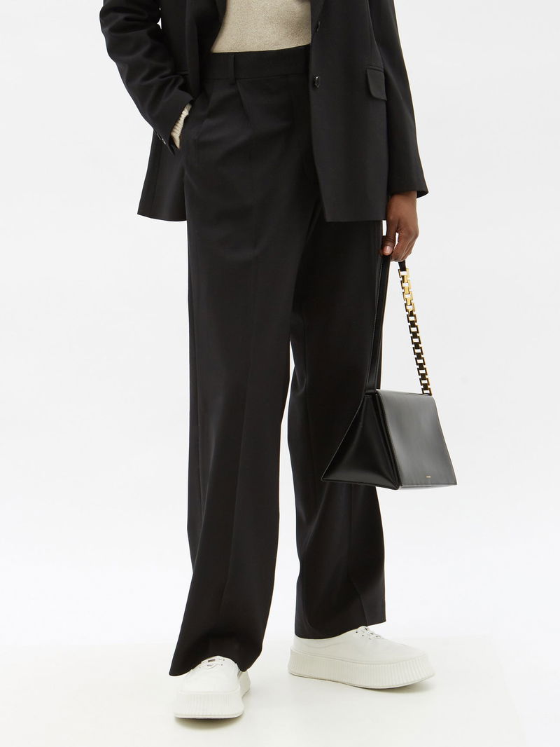 FRAME Ilona Hamer x FRAME Pleated WoolBlend Trousers in Black Endource