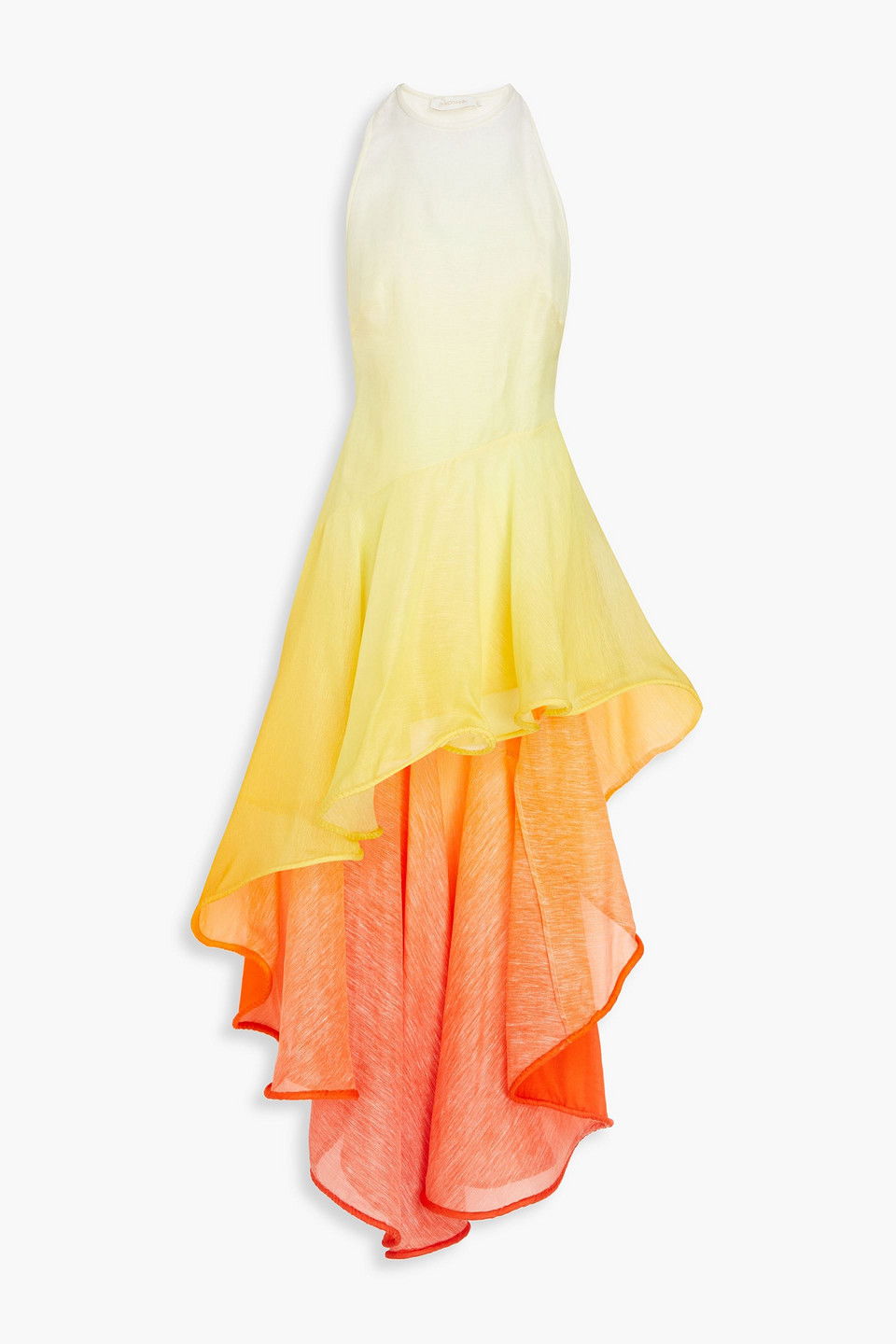 red orange yellow ombre dress Embrace the sunshine with our beautiful ombr dress, featuring vibrant shades of Bandeau neckline Plunging Neck Ombre Chiffon Dress