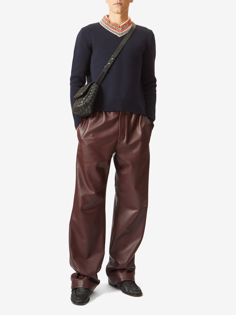 Wide-Leg Plonge-Leather Trousers