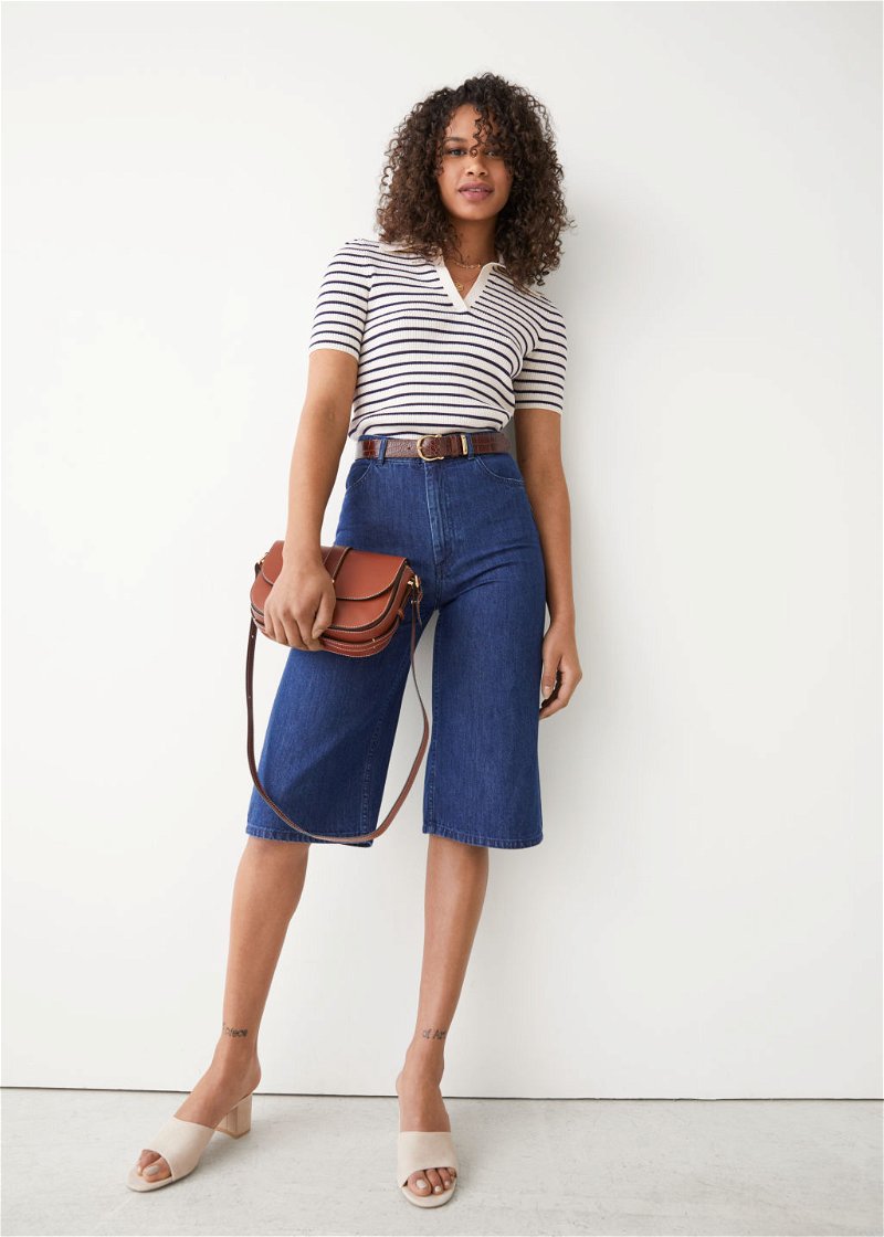  OTHER STORIES Wide Denim Culottes in Blue