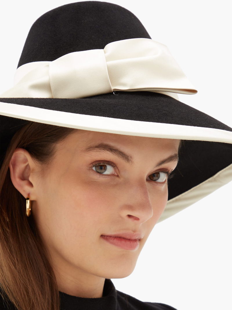 GUCCI Aurora Satin Bow-Trimmed Felt Hat | endource display picture 3