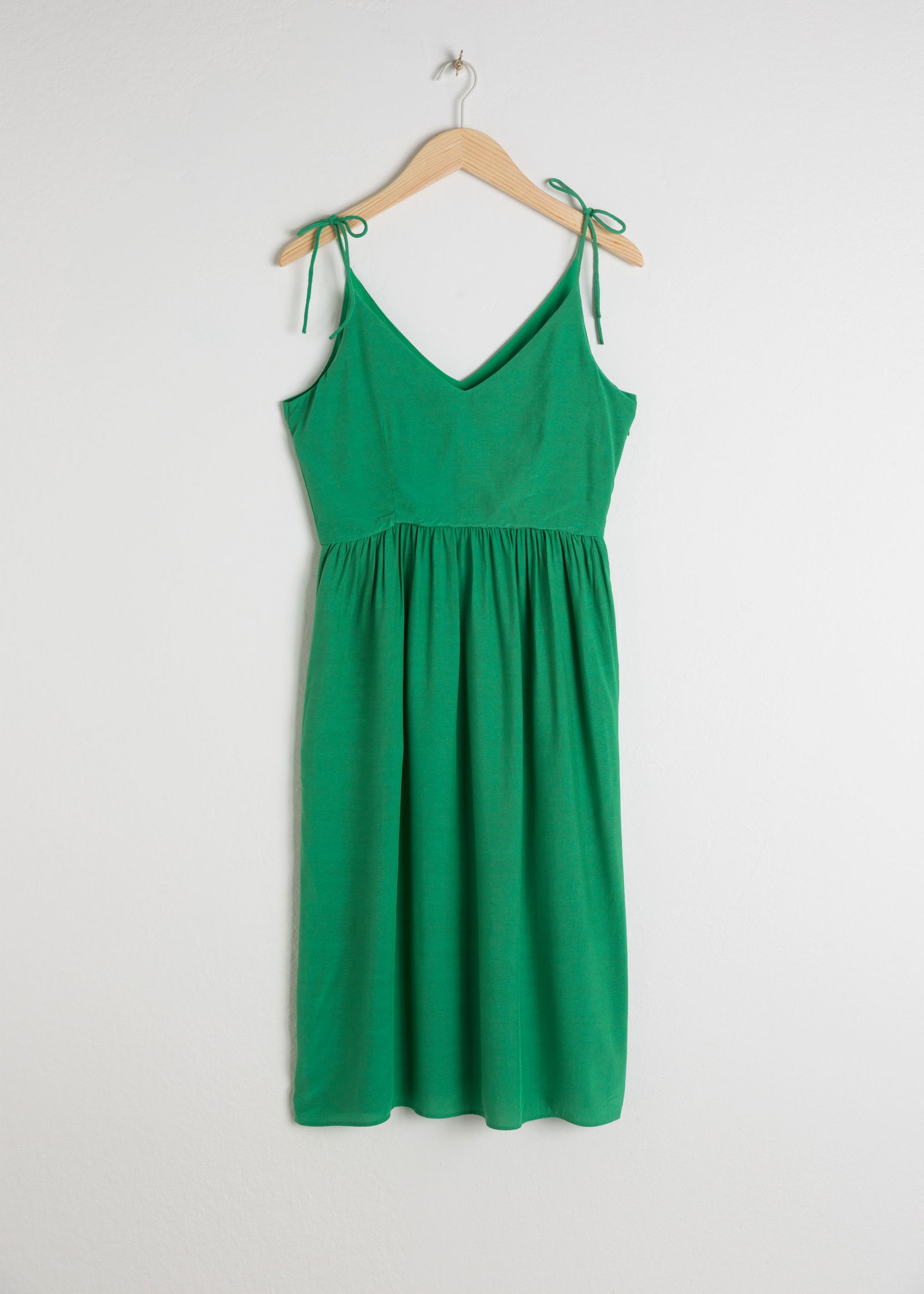 tie shoulder midi dress other stories & OTHER STORIES Tiered Tie-Strap Midi Dress