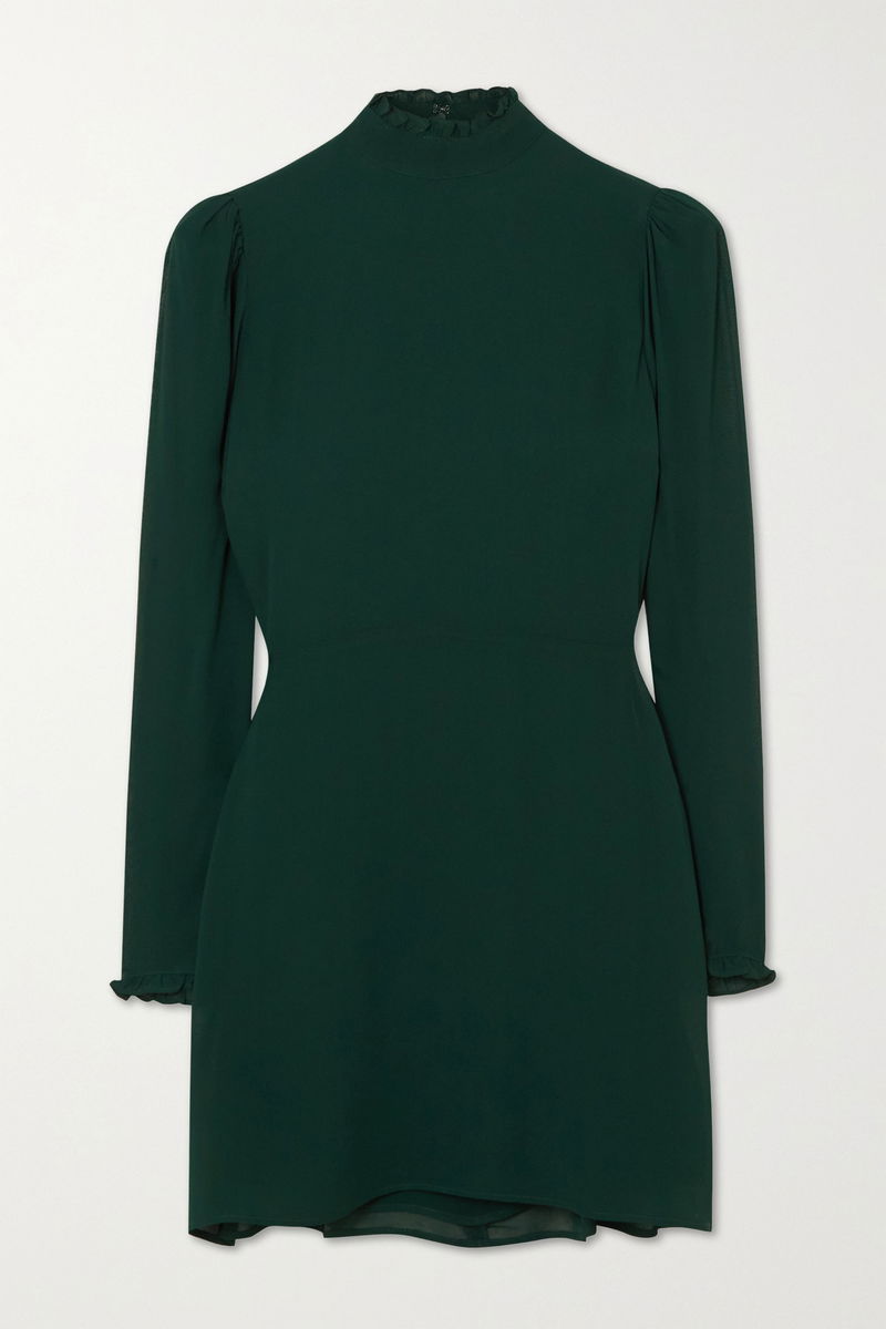 REFORMATION Lewis Ruffled Georgette Mini Dress | endource
