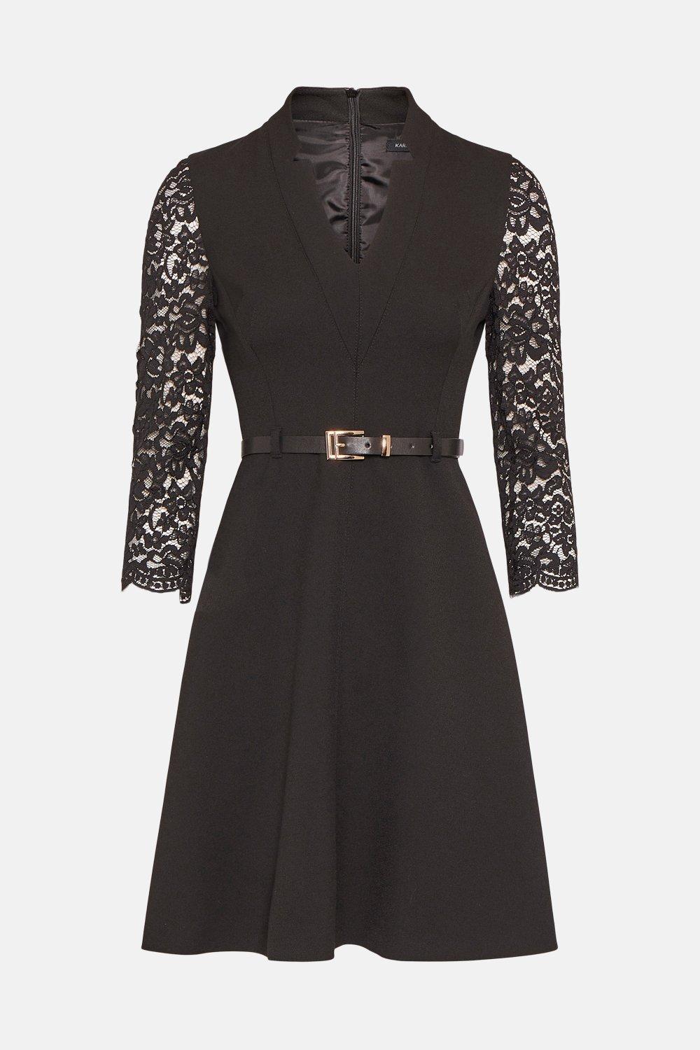 KAREN MILLEN Forever Italian Lace Sleeve A Line Dress | endource