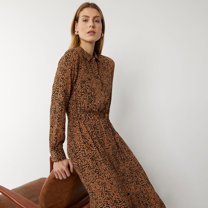 WAREHOUSE Ink Spot Midi Shirt Dress | Endource