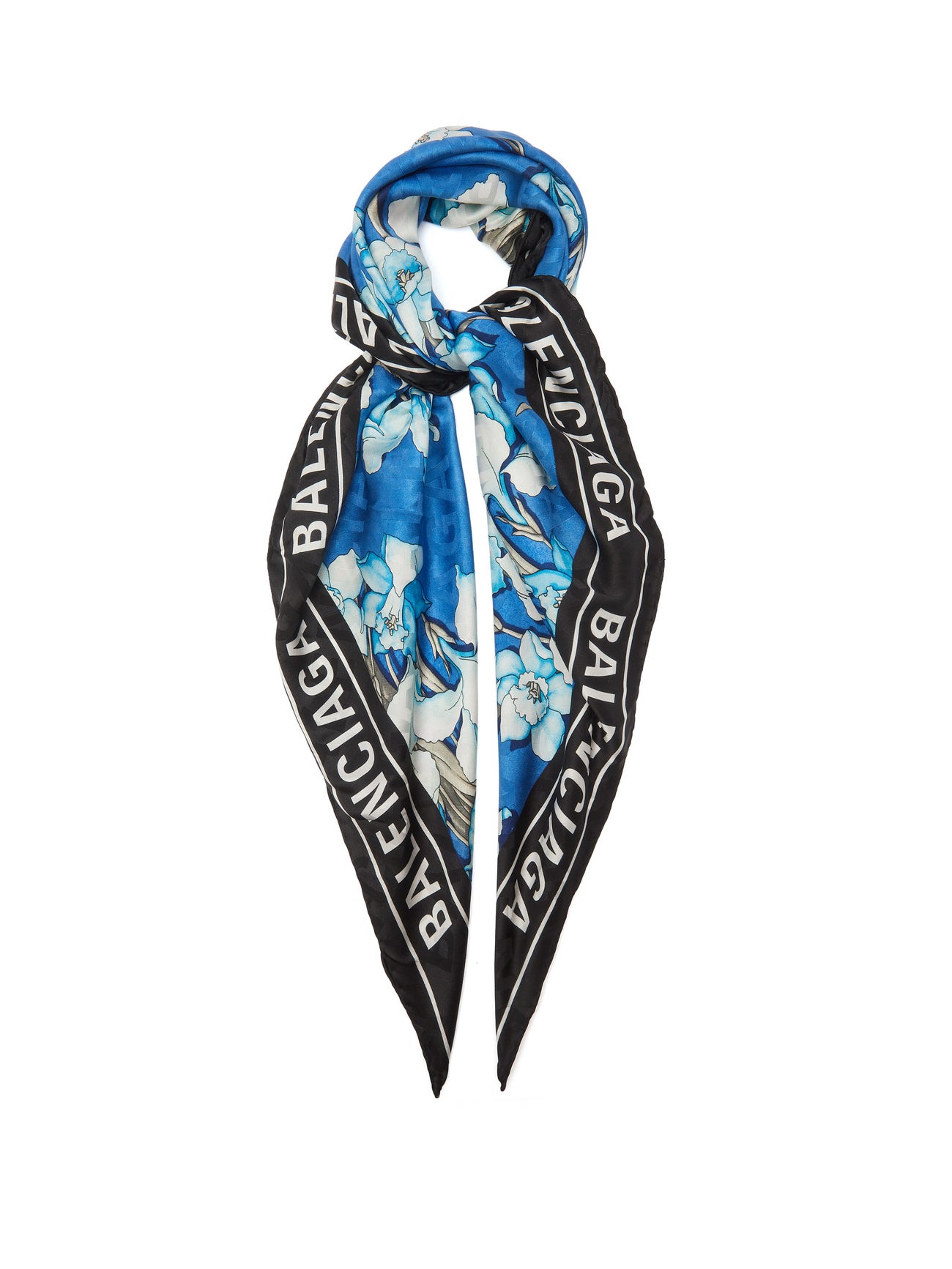 BALENCIAGA Floral And Logo-Print Silk Scarf | endource
