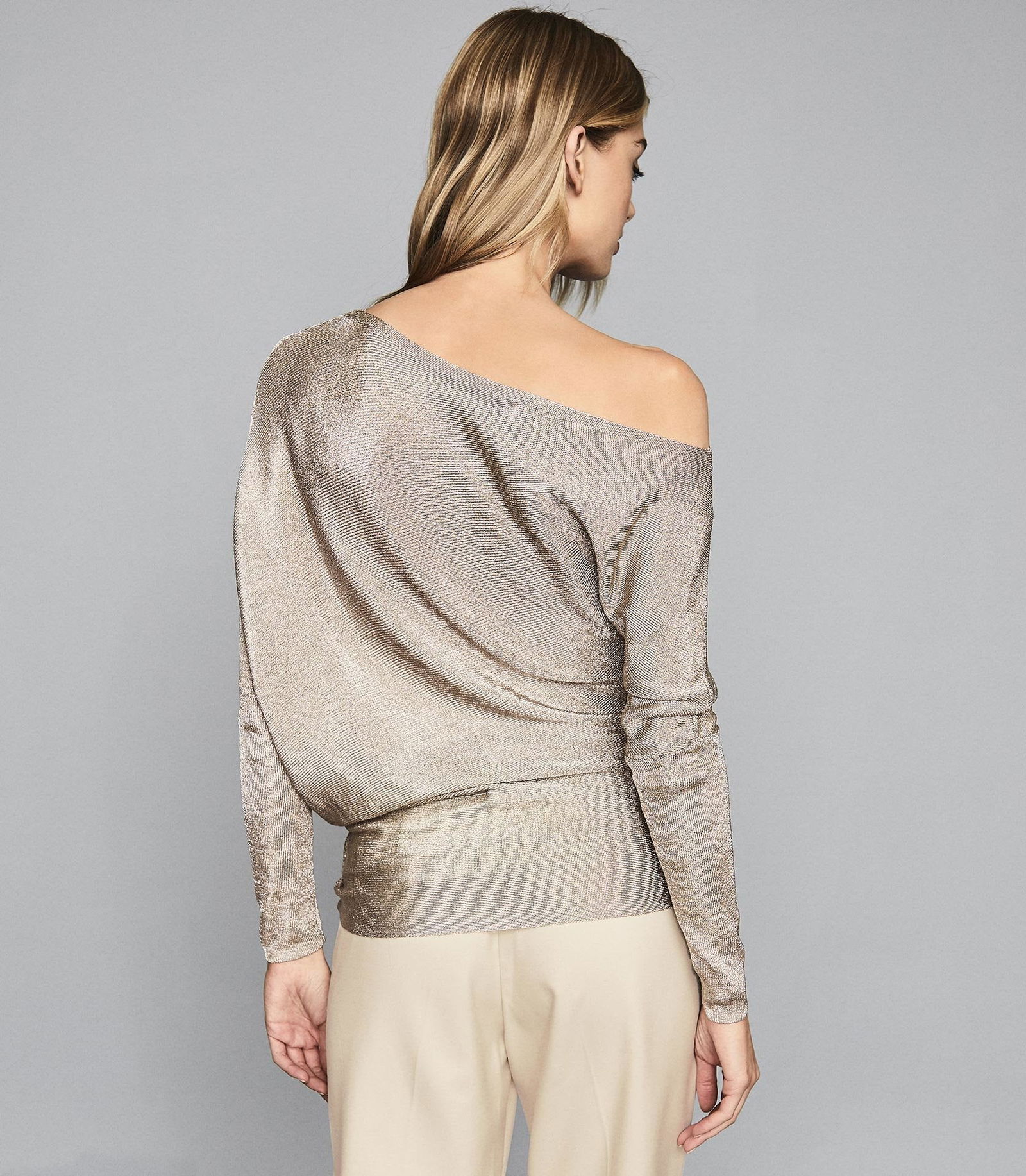 REISS Isla Metallic Asymmetric Top | endource