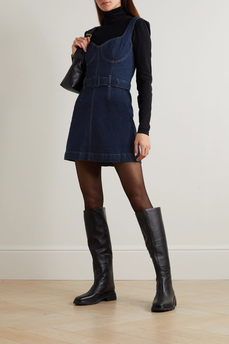REFORMATION Joanne Belted Denim Mini Dress | endource REFORMATION Joanne Belted Denim Mini Dress | endource