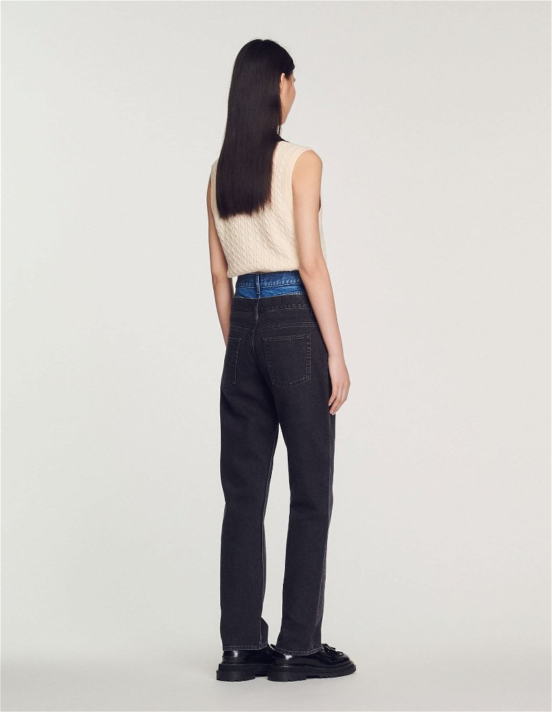 Two Tone Double-Waisted Jeans