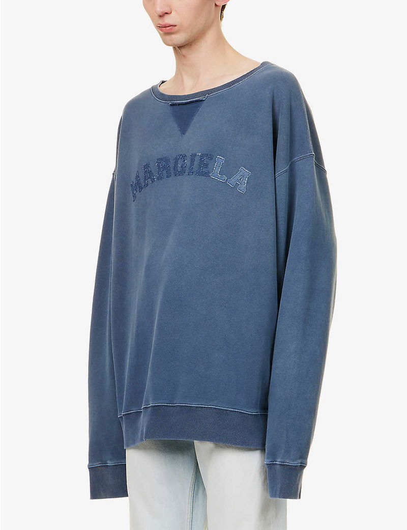 MAISON MARGIELA Brand-Embroidered Distressed Oversized-Fit Cotton 
