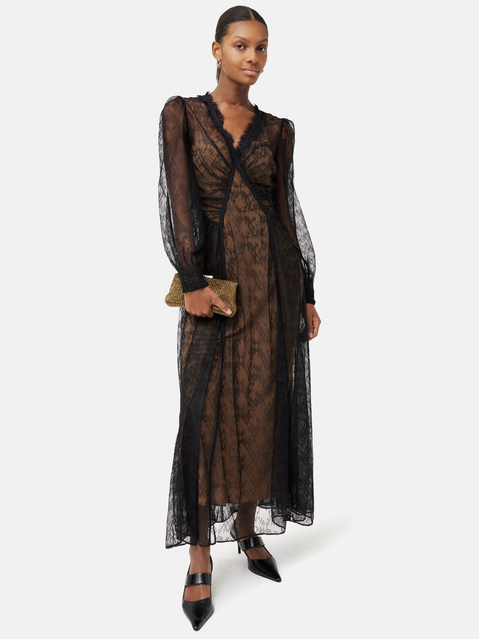 chinese dress ladies Frame Women's Inset Lace Gathered Seam Top main image 0