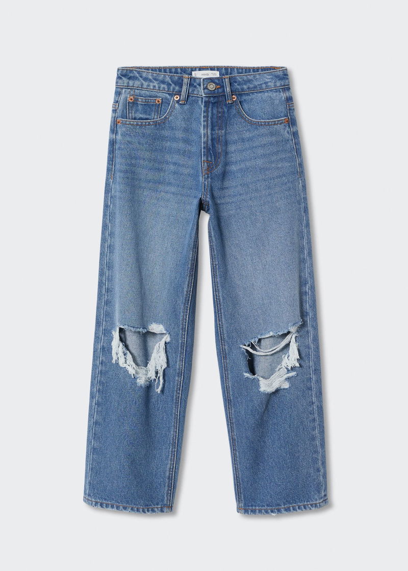 Decorative ripped wideleg jeans