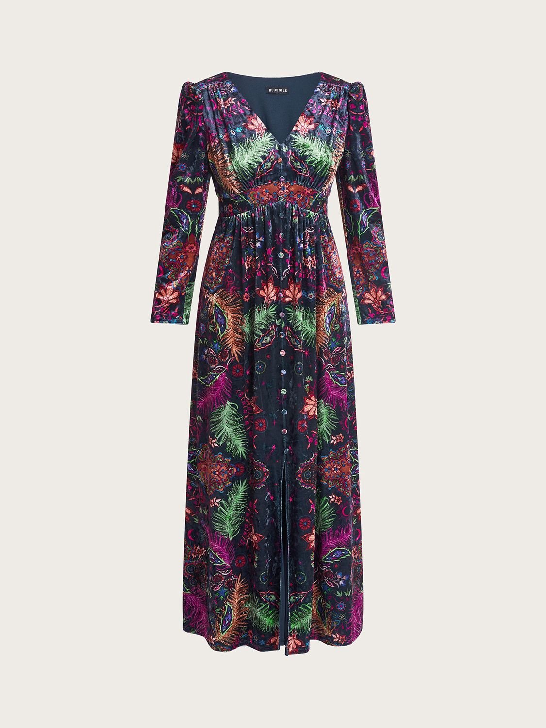Phase Eight Abigail Leaf Print Pleated Midaxi Dress, Multi at John Lewis &  Partners