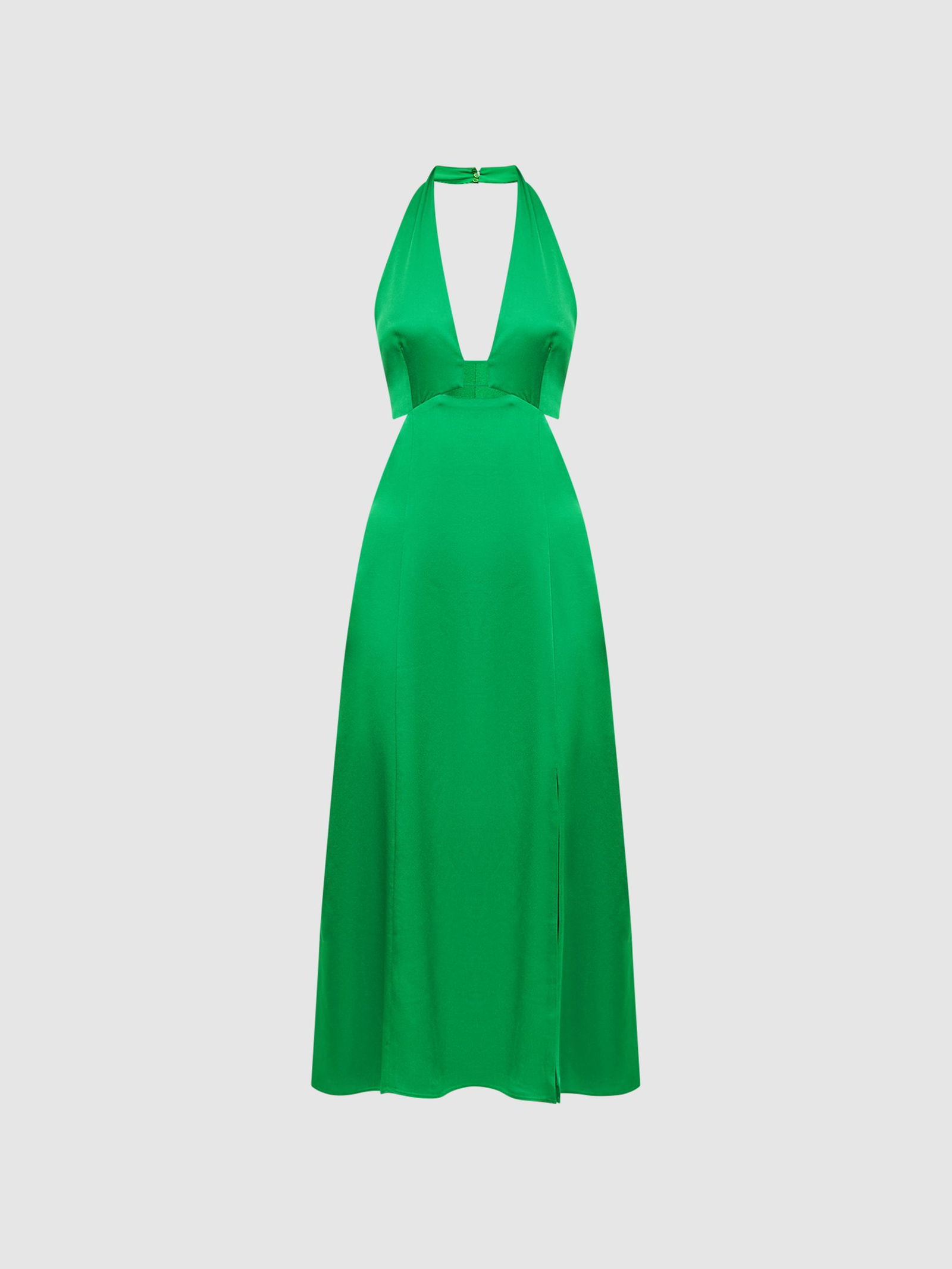 Reiss Maia Halter Neck Midi Dress In Green Endource