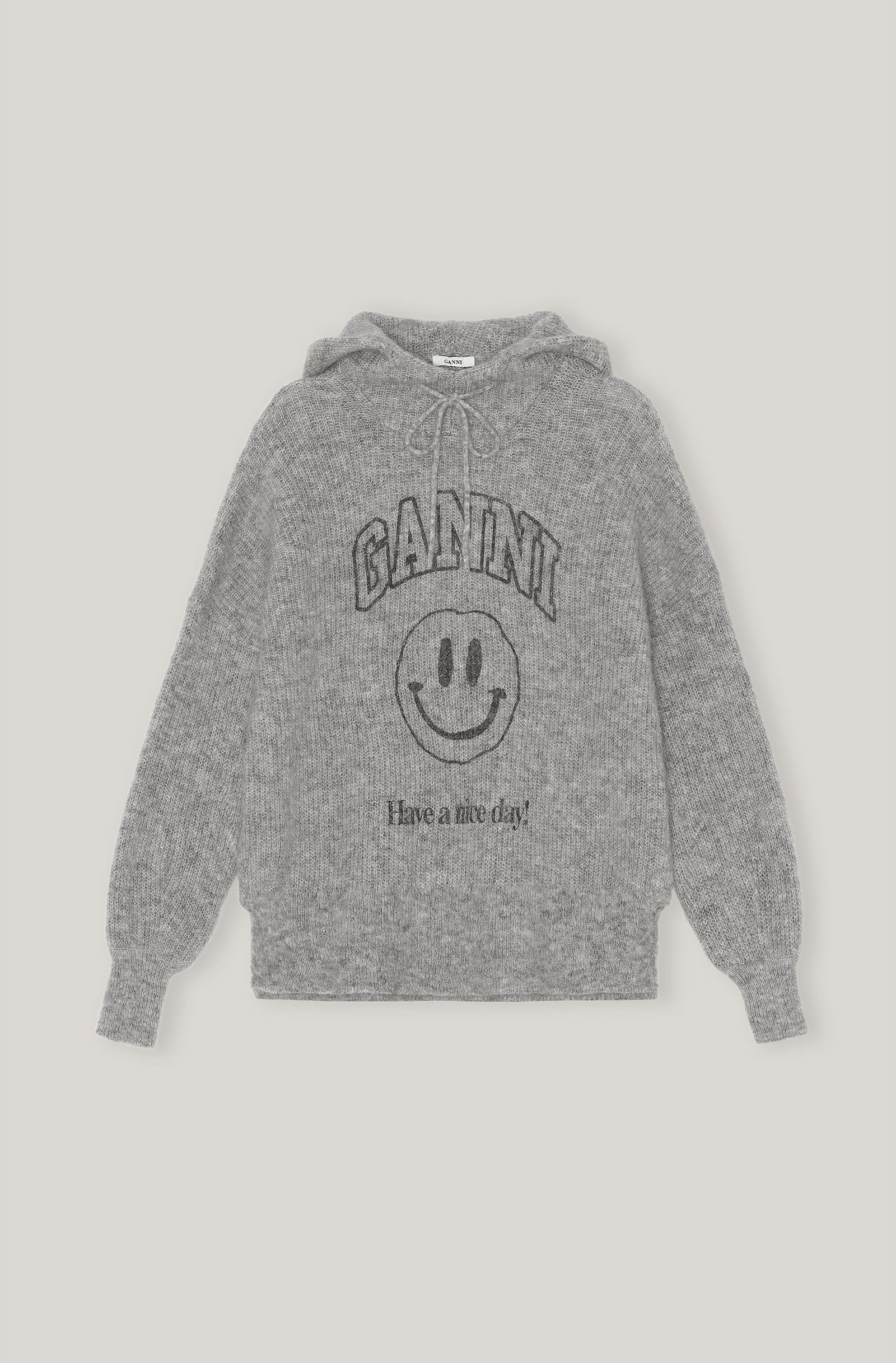 GANNI Soft Wool Smiley Graphic Hoodie endource