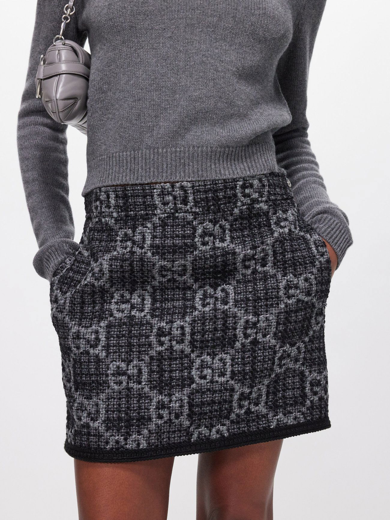 GUCCI GG-Jacquard Wool-Blend Tweed Mini Skirt | endource
