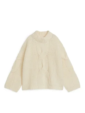 Mint Velvet Pearl Cable Knit Jumper, Natural, XS