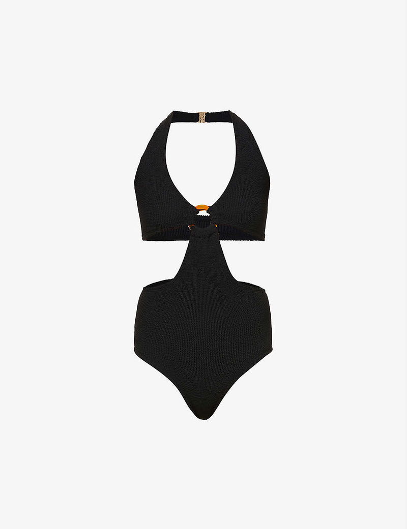 hunza g cut out dress Long Sarong - Black | One Size Swimwear | Hunza G