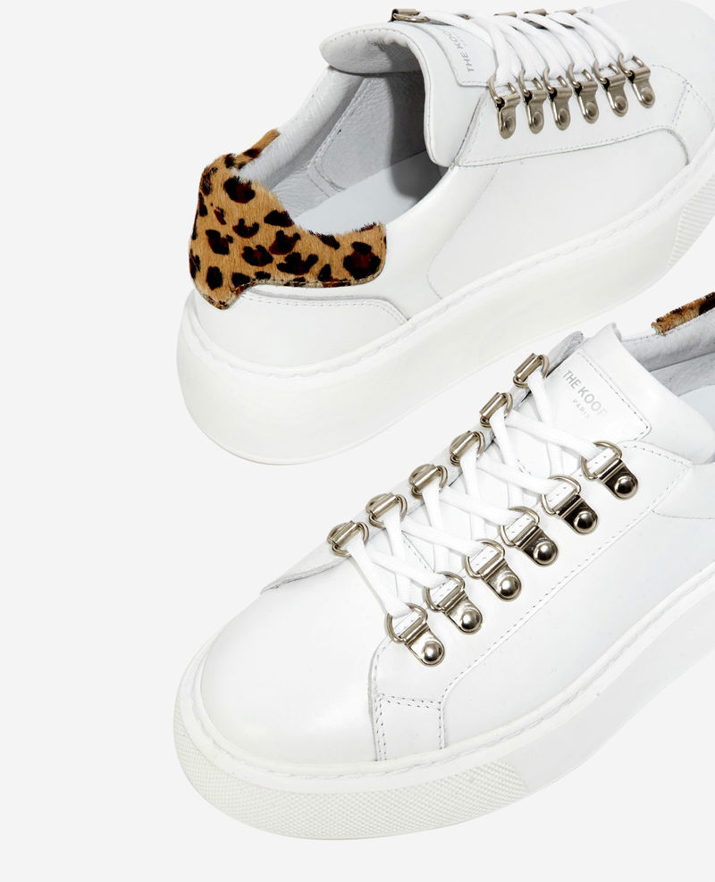 THE KOOPLES Smooth Leather Sneakers With Leopard Detail endource