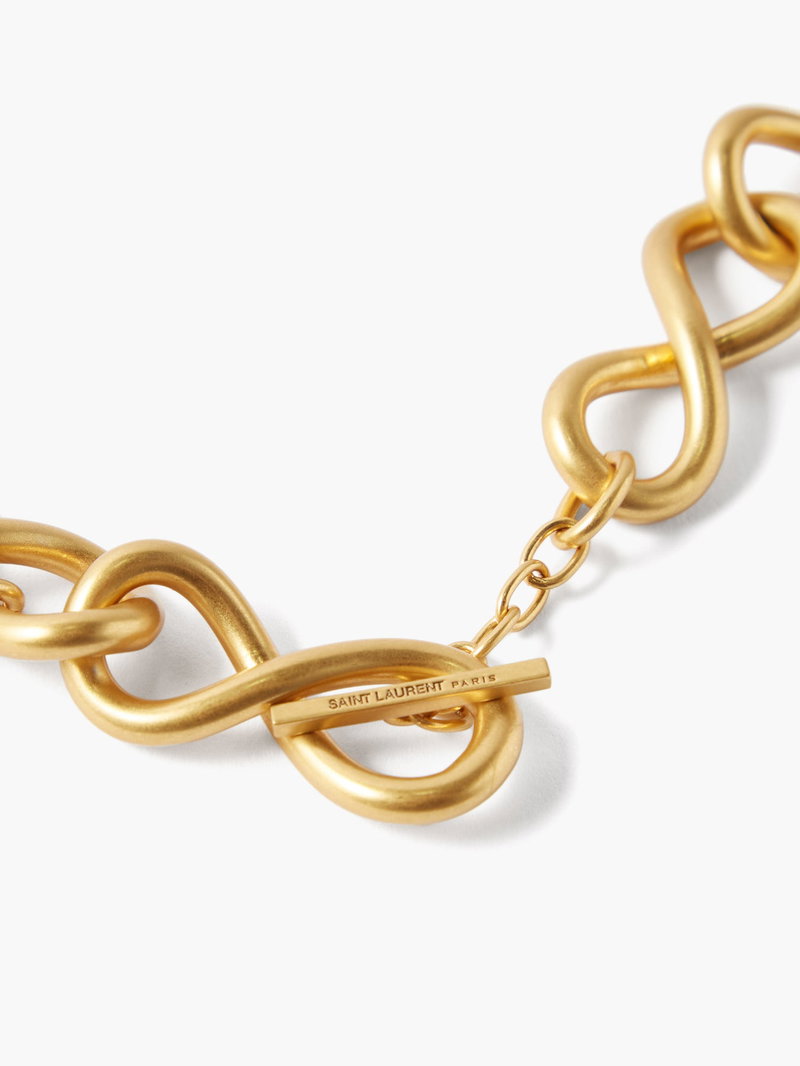 SAINT LAURENT Logo-Engraved Charm Chain Belt | endource display picture 1