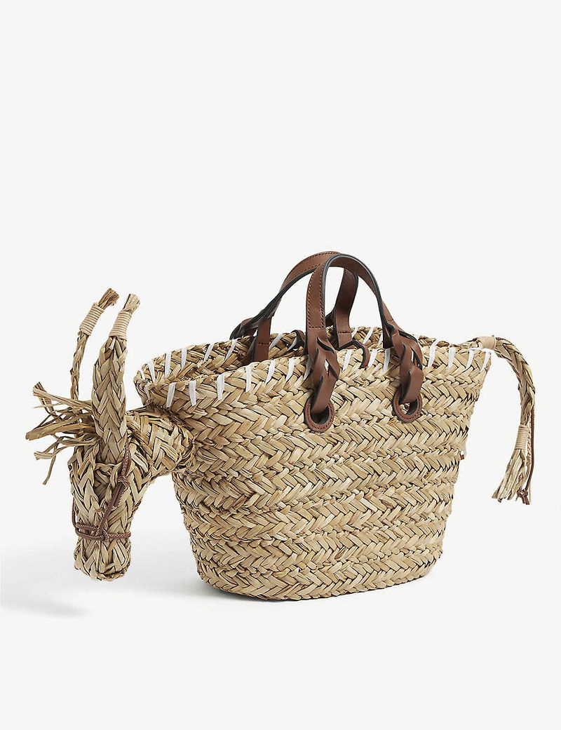 ANYA HINDMARCH Small Donkey Seagrass Basket Bag in NATURAL | endource 