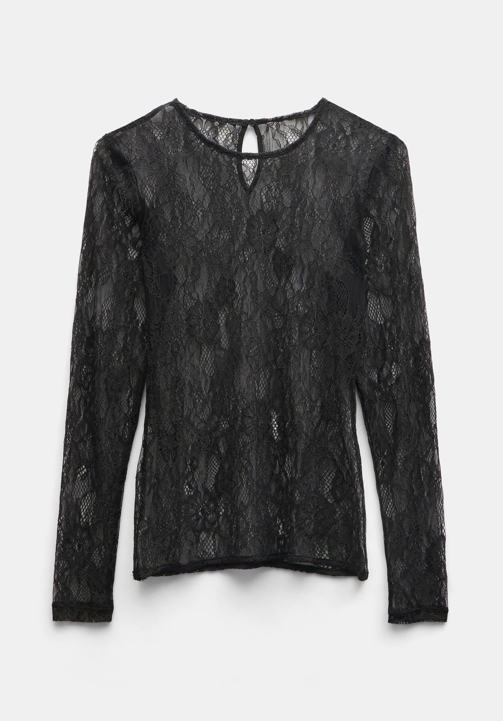 Devlin Top HUSH Devlin Lace Long Sleeve Top in Black | endource