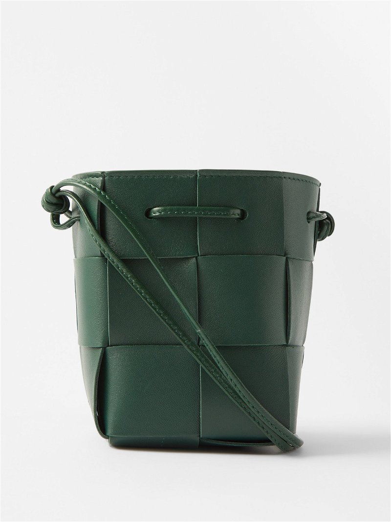Bottega Veneta Cassette Mini Intrecciato-Leather Bucket Bag