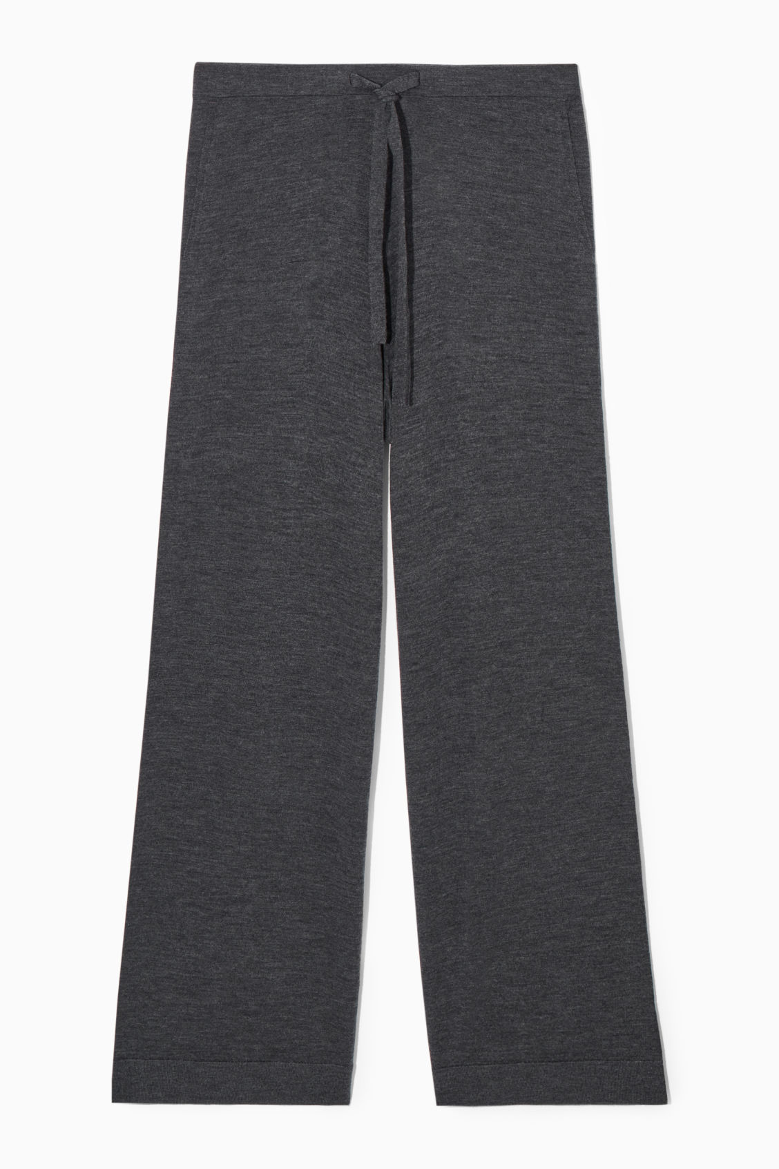 COS Merino Wool Drawstring Trousers in DARK GREY MÉLANGE | endource