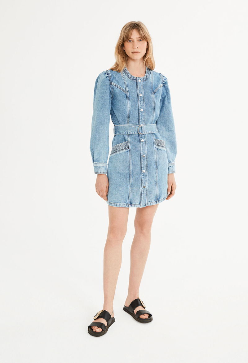claudie pierlot denim dress Claudie Pierlot Buttoned Denim Day Dress