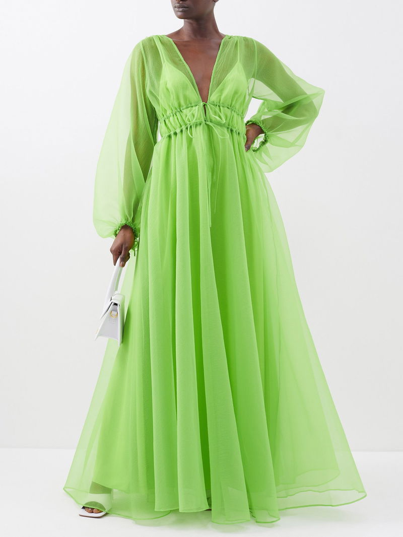 STAUD Shelby V-Neck Organza Dress | endource STAUD Shelby V-Neck Organza Dress | endource