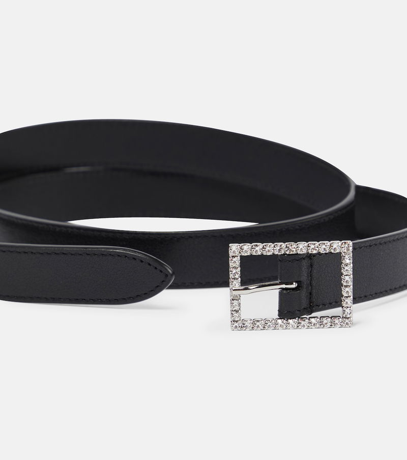 SAINT LAURENT Crystal-Embellished Leather Belt | endource display picture 1