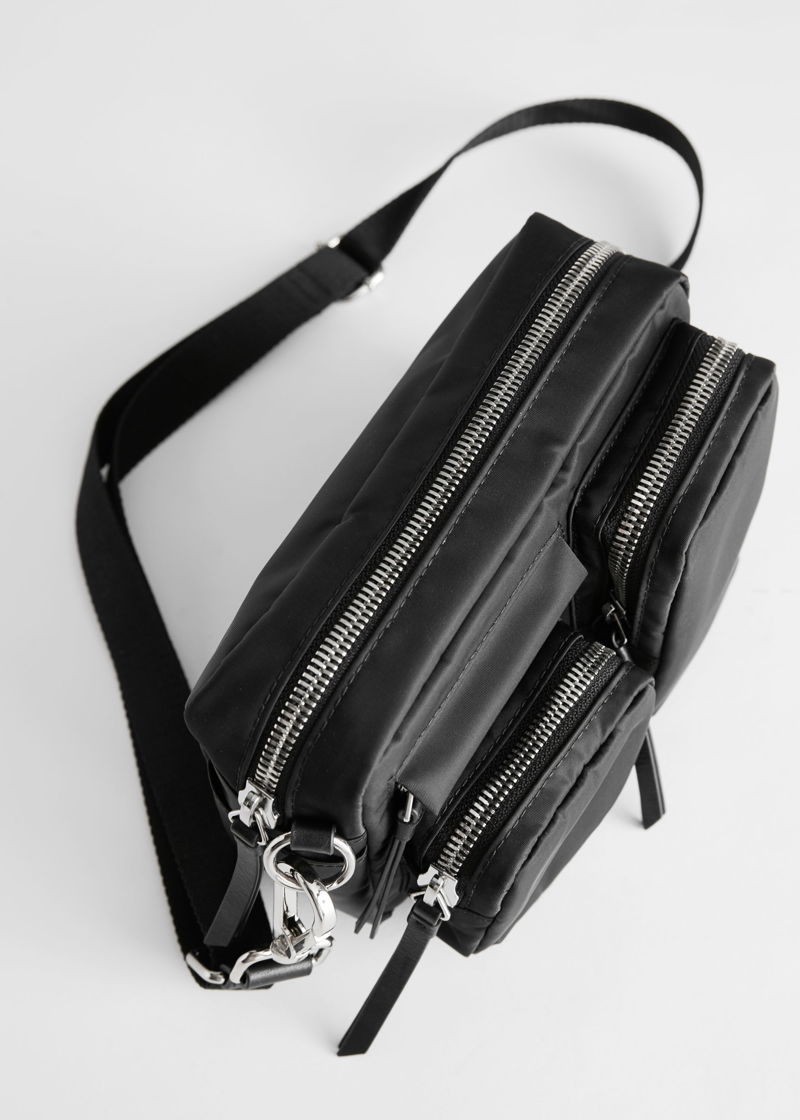  Other Stories Nylon Multi Pocket Crossbody Bag in Black