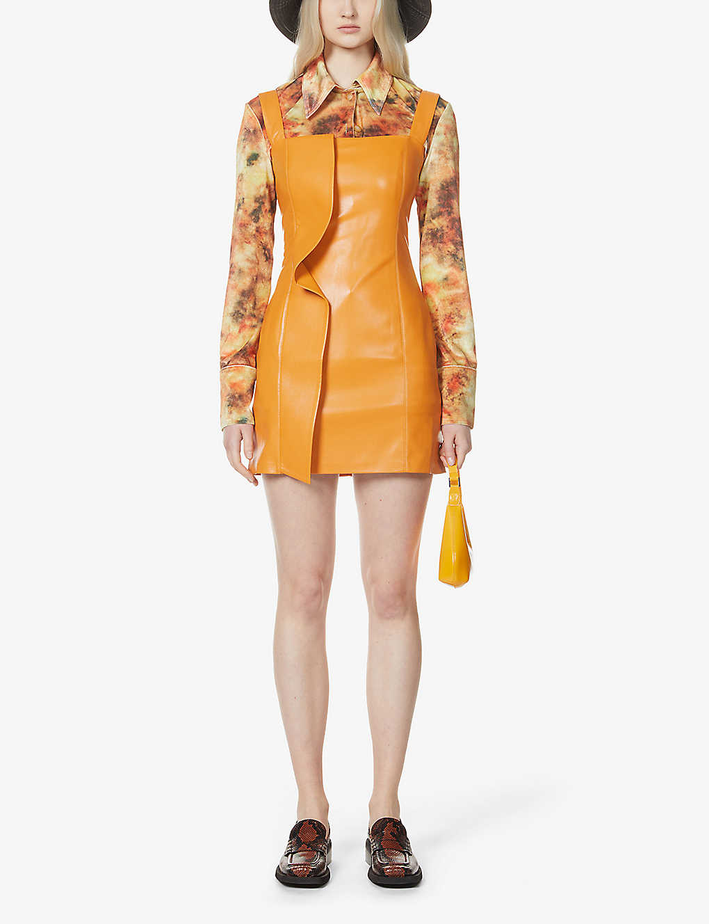 NANUSHKA Inara Frilled Vegan-Leather Mini Dress | endource NANUSHKA Inara Frilled Vegan-Leather Mini Dress | endource