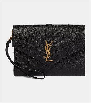 YSL - Uptown Pouch White Croc Embossed Leather –