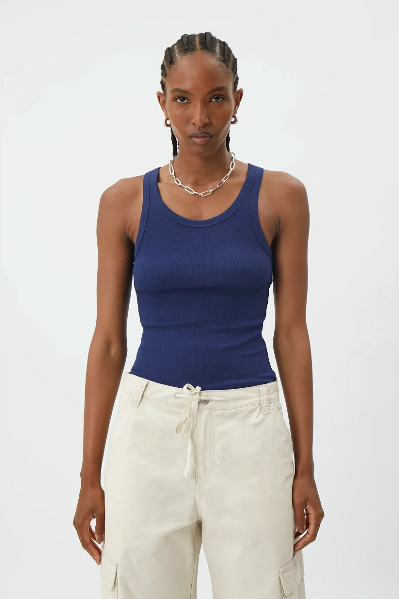 WEEKDAY Close Fitted Tank Top in Dark blue