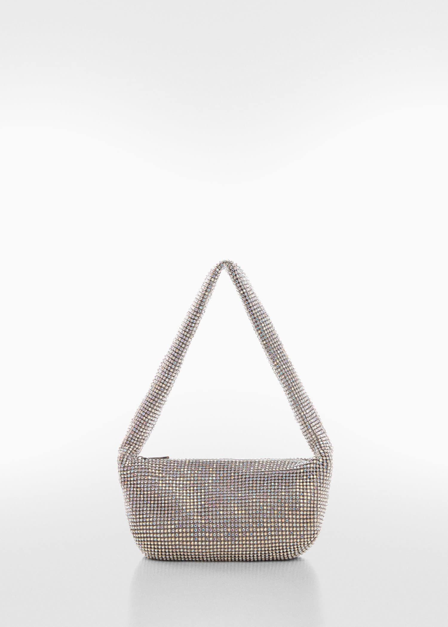 MANGO Rhinestone Shoulder Bag in Silver | Endource