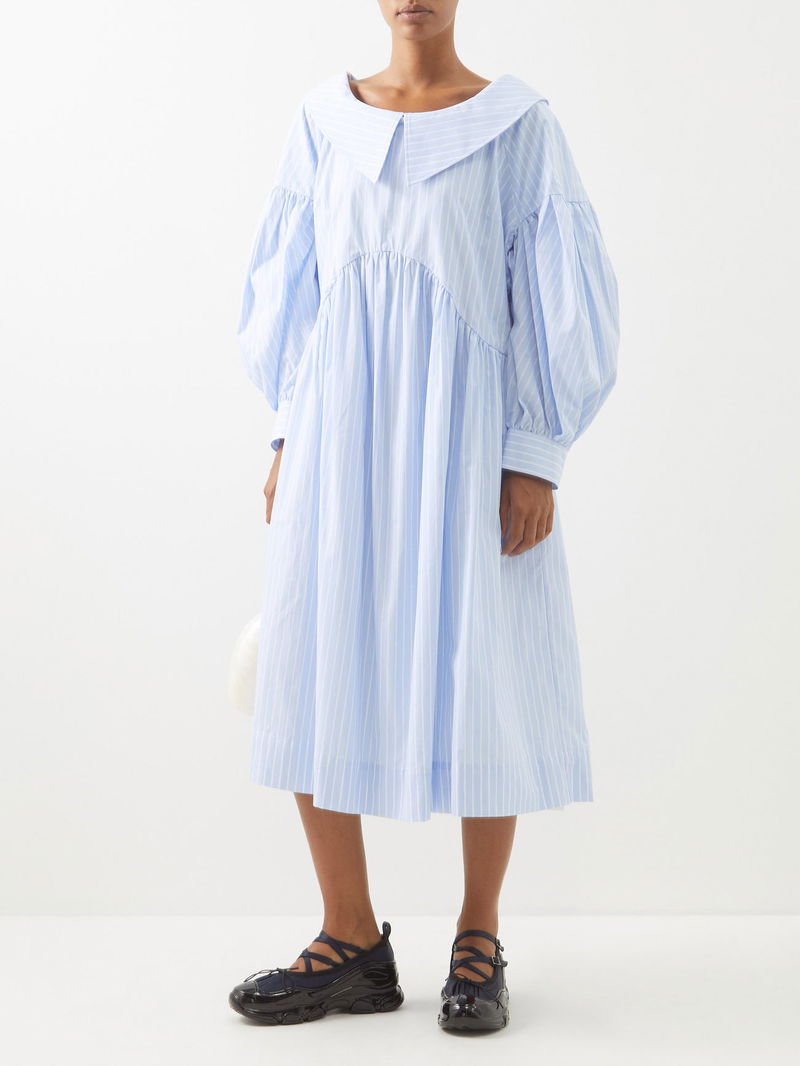 SIMONE ROCHA Chelsea-Collar Striped Cotton Shirt Dress | endource SIMONE ROCHA Chelsea-Collar Striped Cotton Shirt Dress | endource