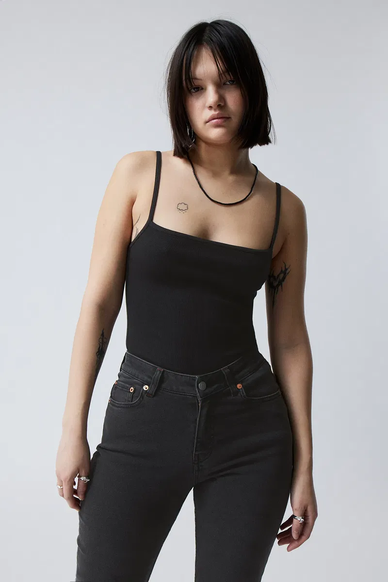 Black Square Neck Rib Cami, WHISTLES