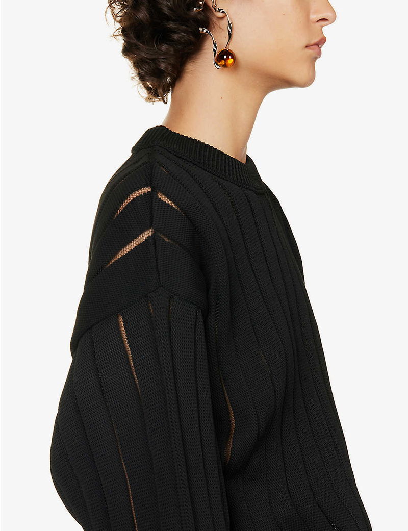 CFCL Louver Semi-Sheer Top in BLACK | endource
