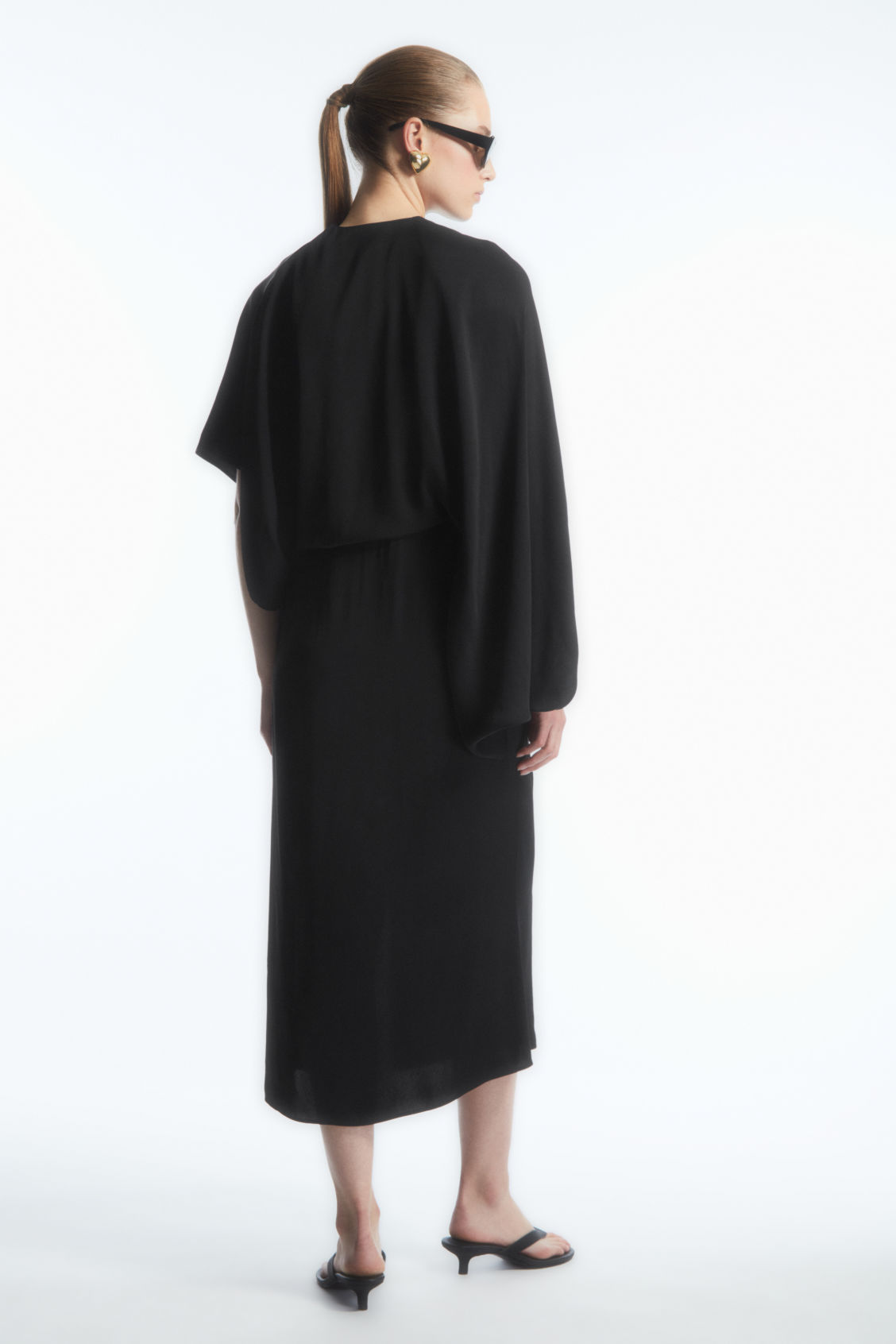 navy blue dress for baby girl ALICE + OLIVIA Harmony Draped Asymmetric Midi Dress with Slit