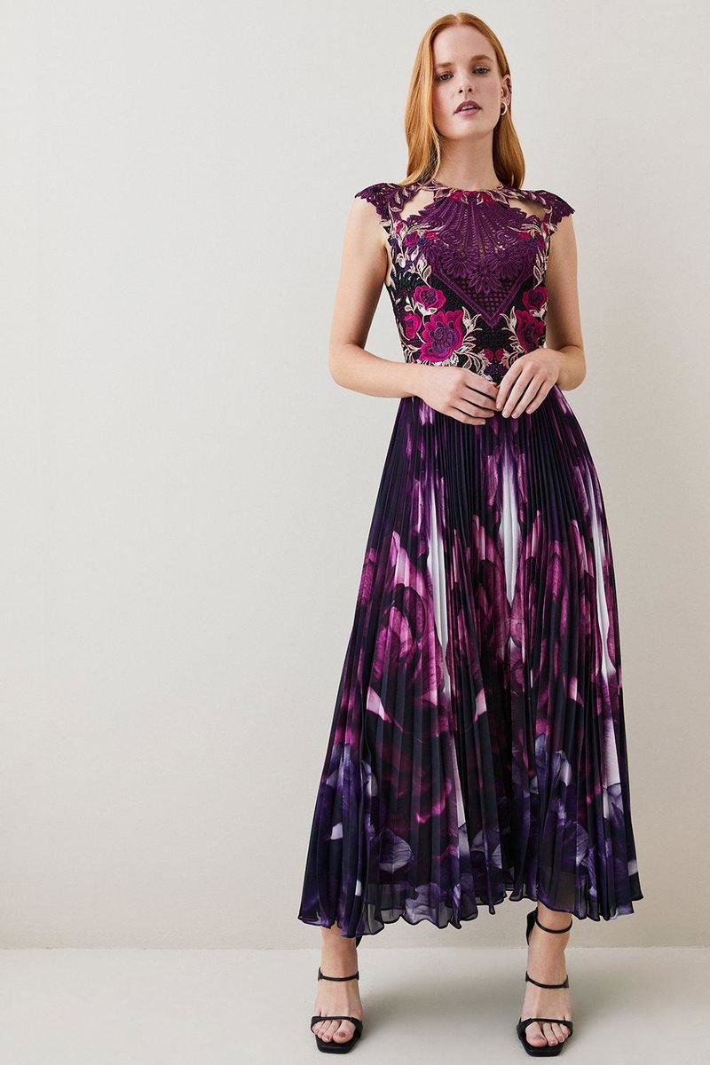 karen millen purple maxi dress Purple KarenMillen Petite Velvet Sequin One Shoulder Woven Maxi Dress